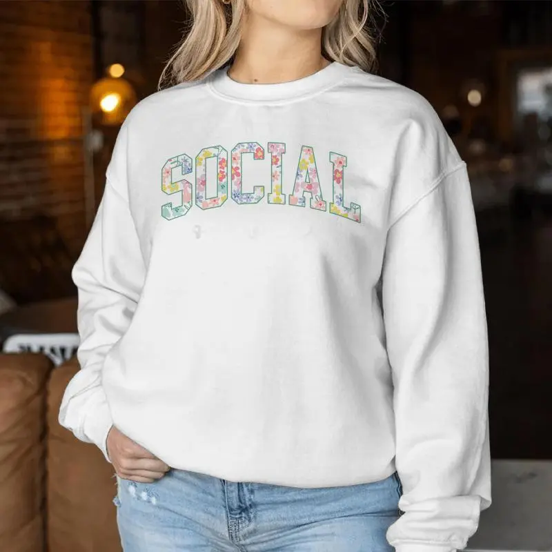 Retro Floral Social Services Social Worker Social Work Month Women Sweatshirt