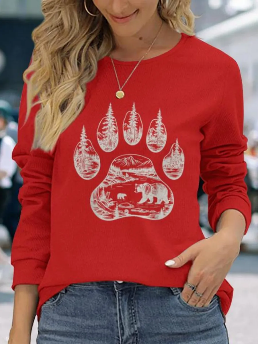 Bear Paw Forest Nature Printed T-Shirt