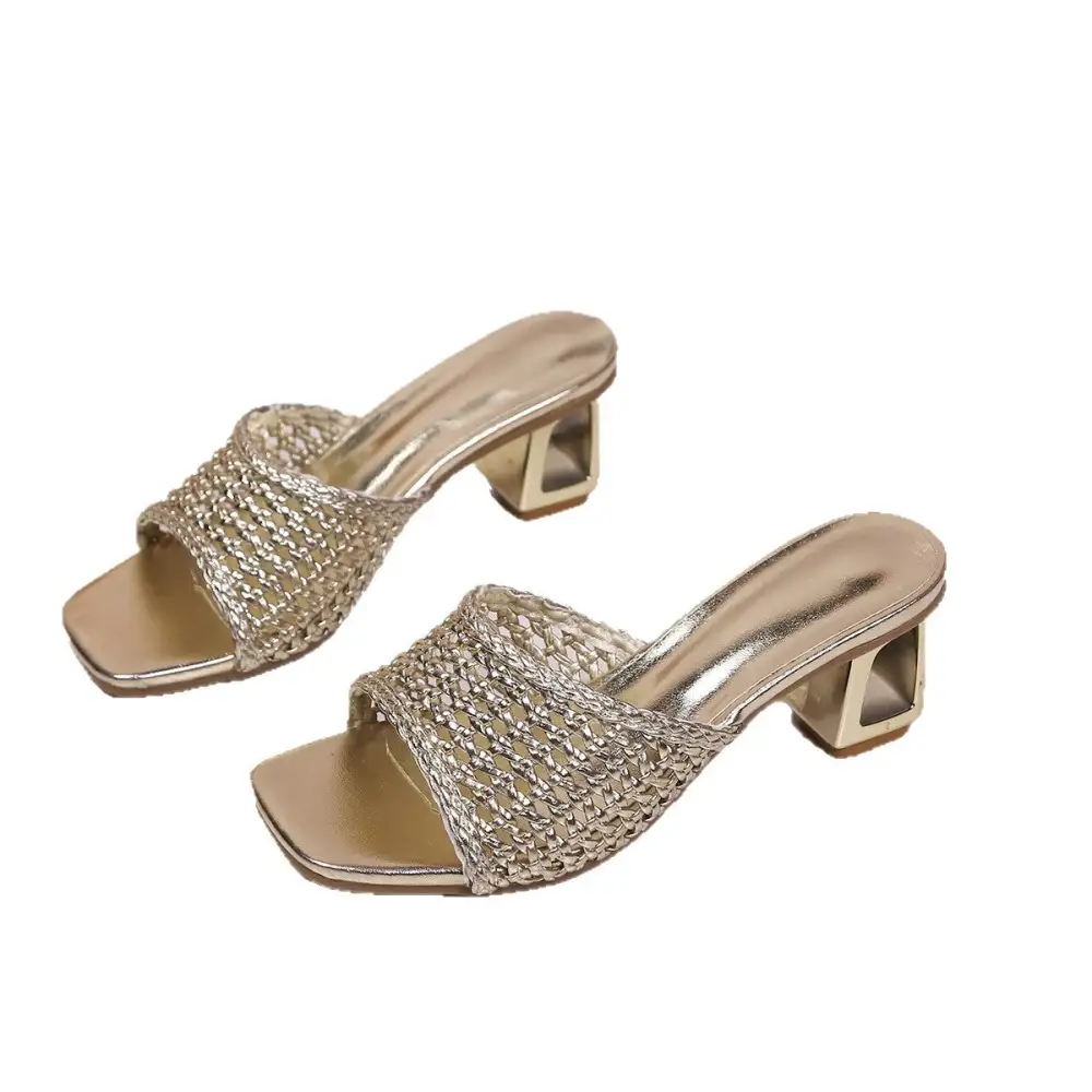 Block Heel Square Toe Wedge Sandals