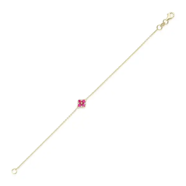 Gold Diamond and Pear Shape Ruby Bracelet