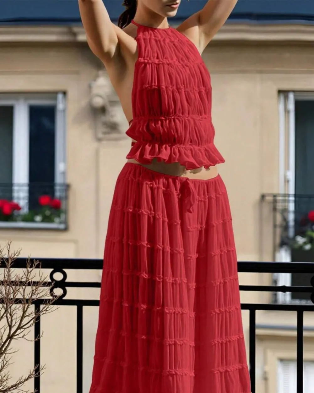 Pleated Back Halter Tank Set