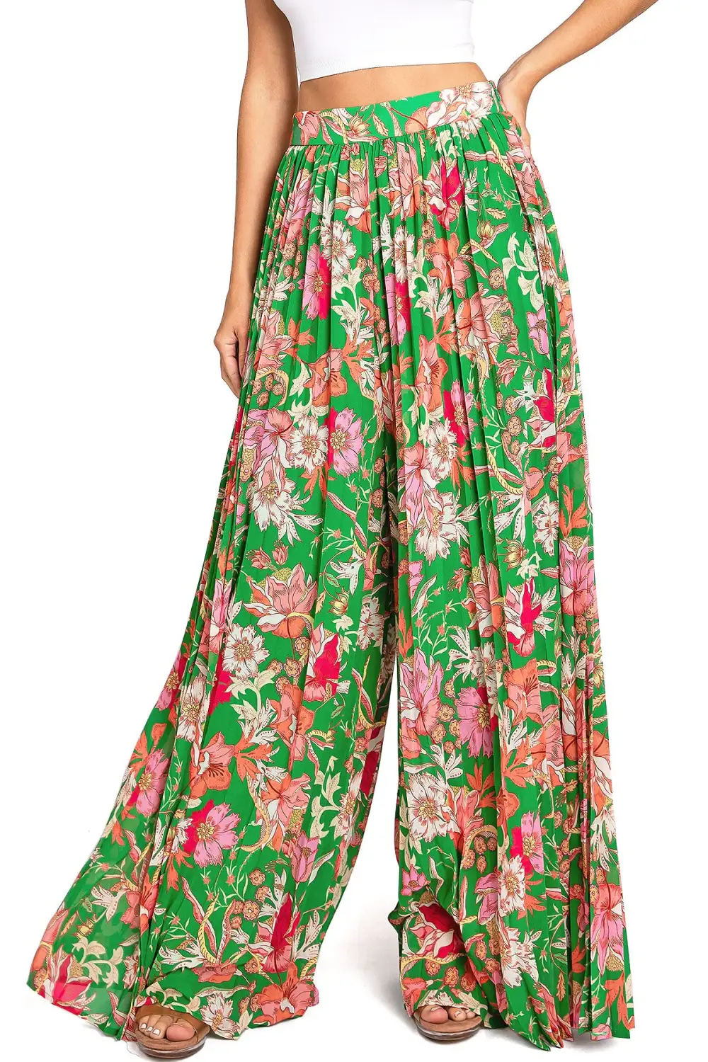 Floral Pleated Pants