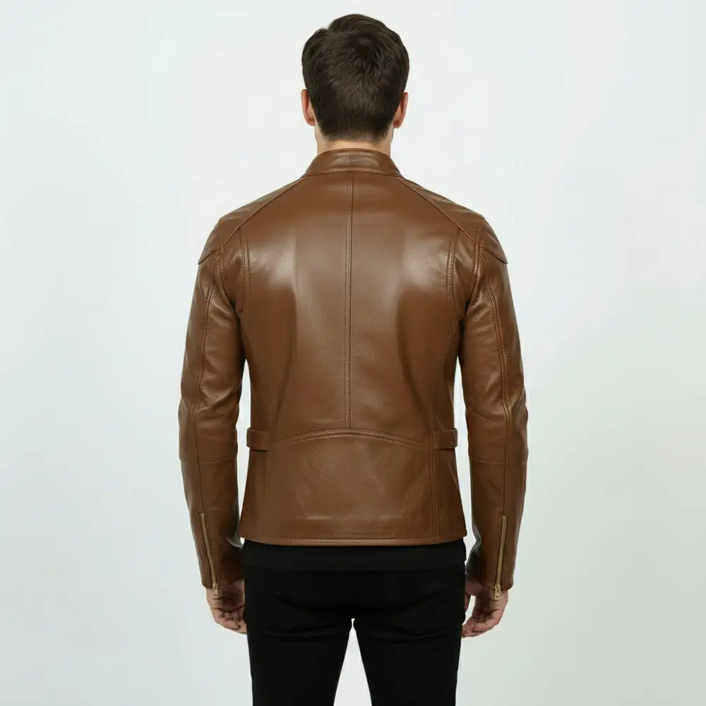 Leather Biker Motorcycle Multi Pocket Jacket