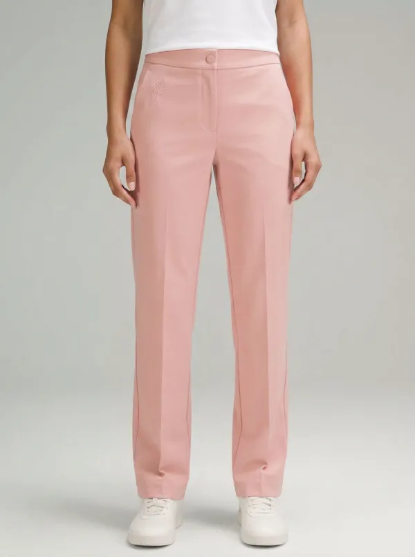 Women's Classic Comfort Leaf Logo Embroidered Mid Rise Straight Leg Pants
