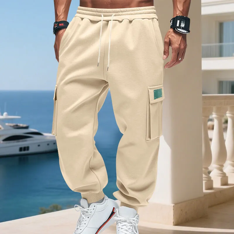 Men's Cargo Jogging Pants Pockets Waistband Cargo Pants