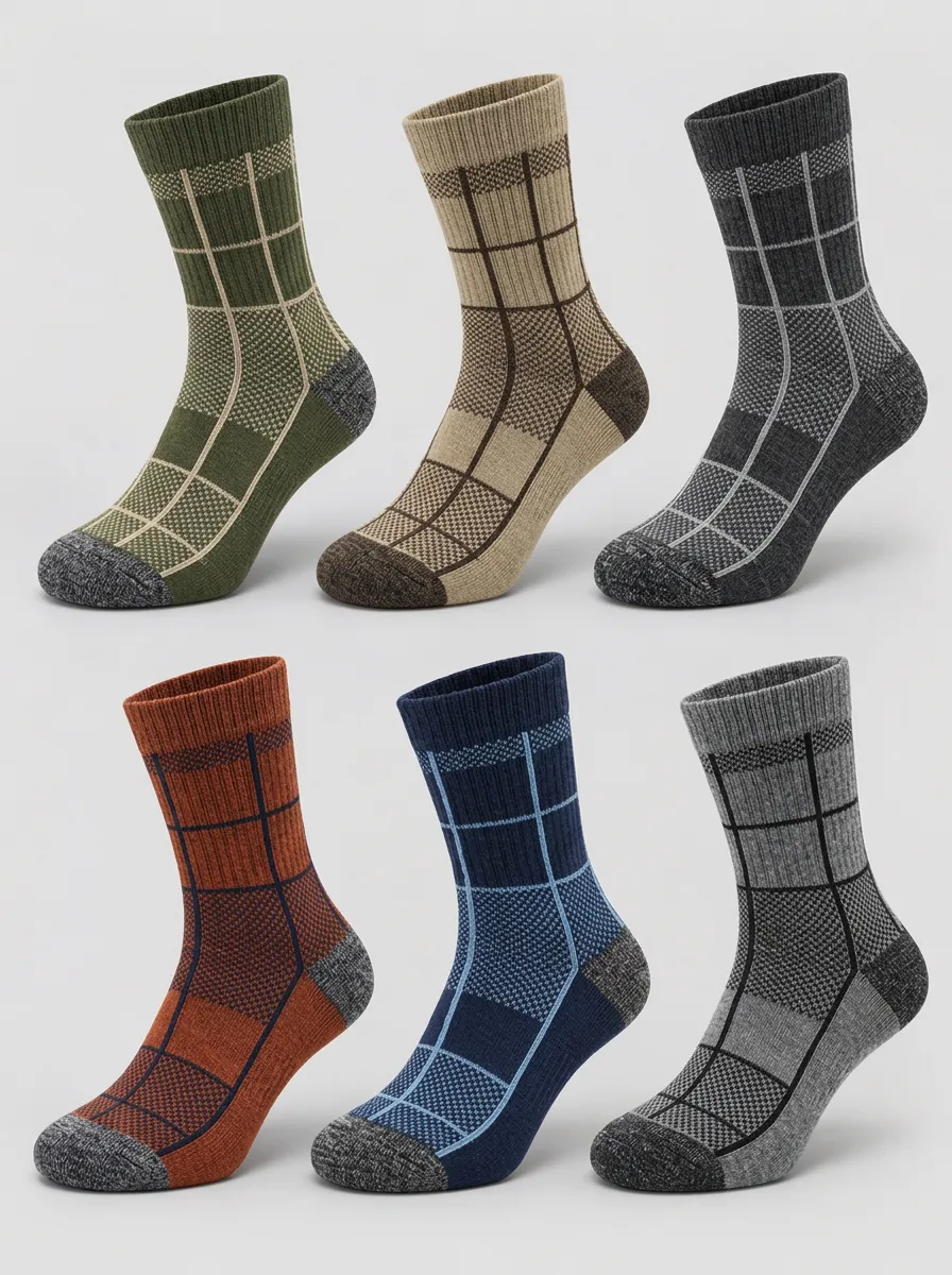 Men's Plaid Knit Crew Socks 6-Pack