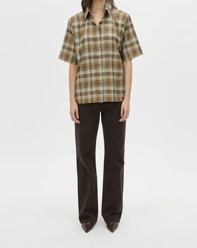 Chocolate Check Short Sleeve Checked Shirt