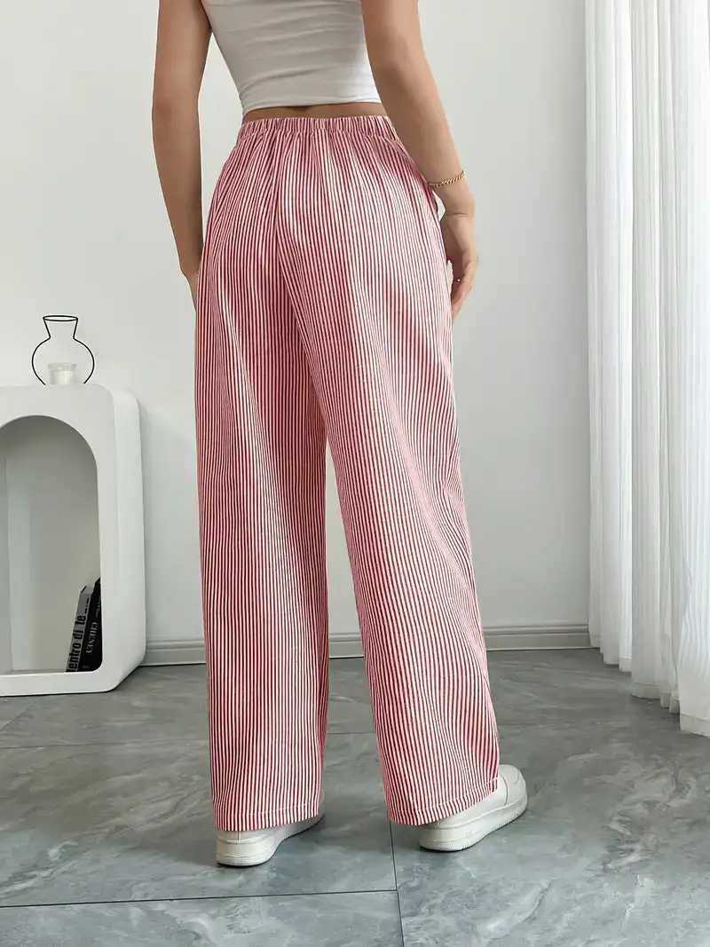 Classic Wide Leg Striped Trousers