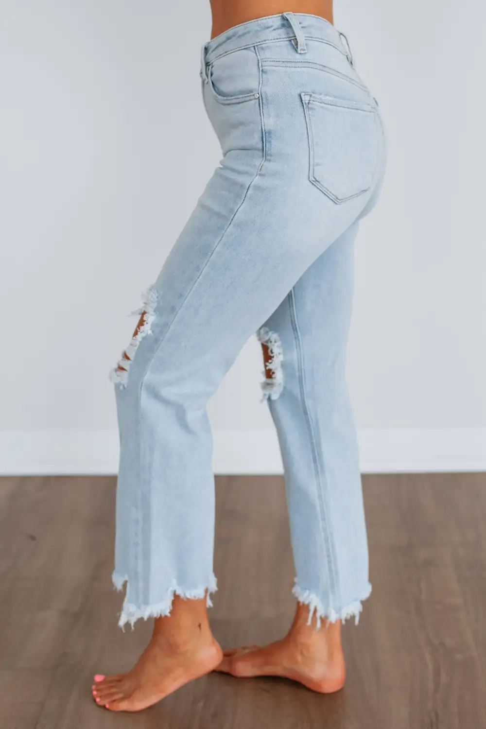 Women's High Rise Cropped Cotton Blend Jeans