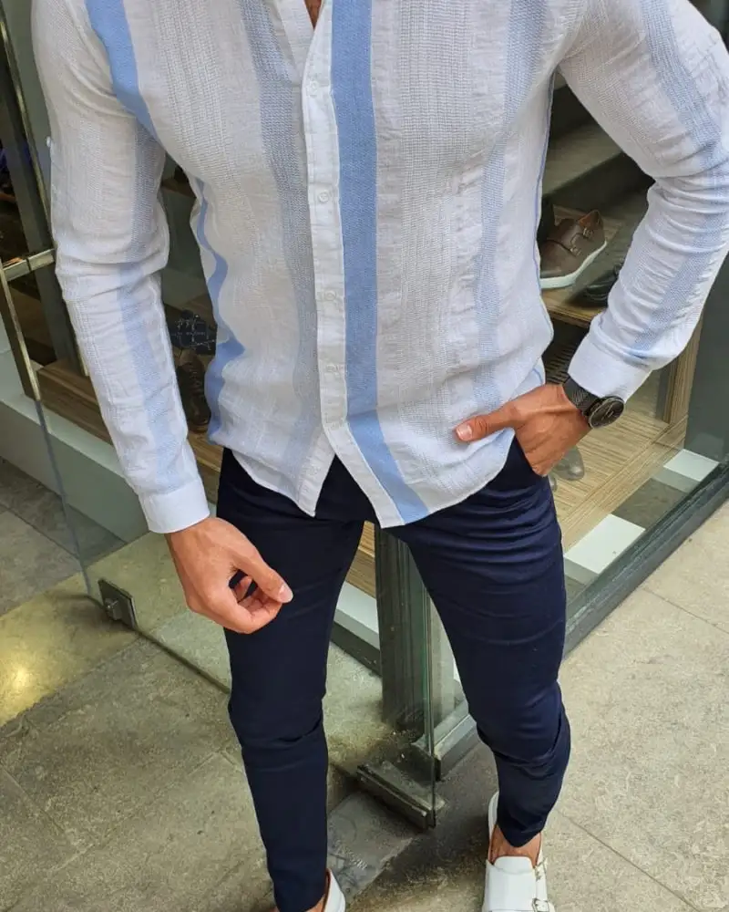 Distinctive Slim Fit Striped Cotton Casual Shirt