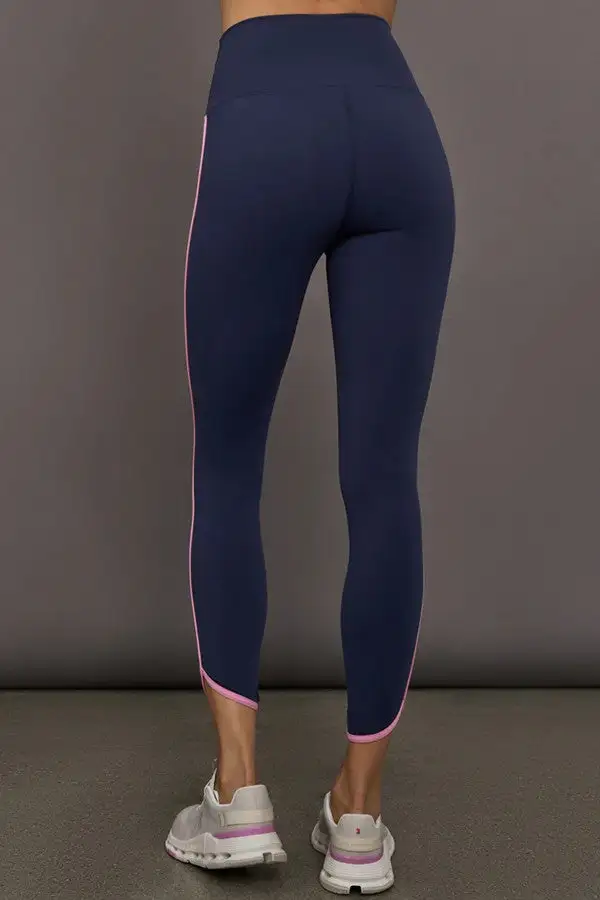Navy Colorblock Stripe Leggings