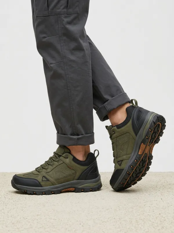 Men's Distinctive Hiking Enthusiast Topographic Map Printed Outdoor Shoes