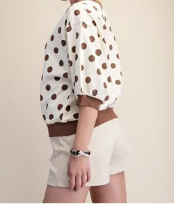 Polka Dot Soft Ribbed Knit Top