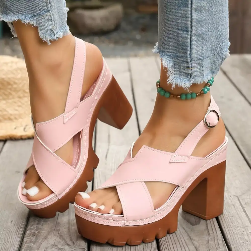 Boho Open Toe Block Heels Sandals