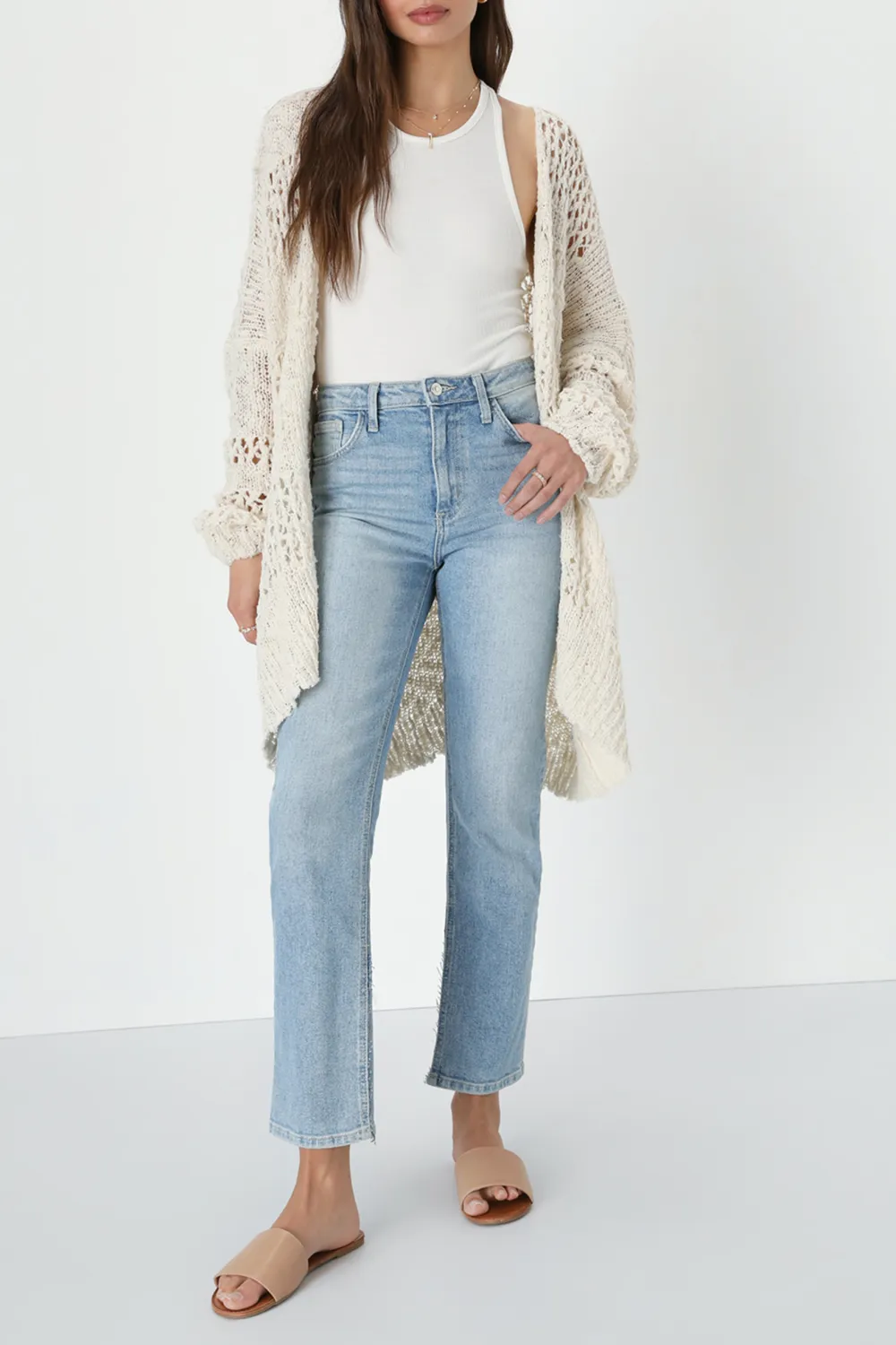 Open Knit Longline Cardigan