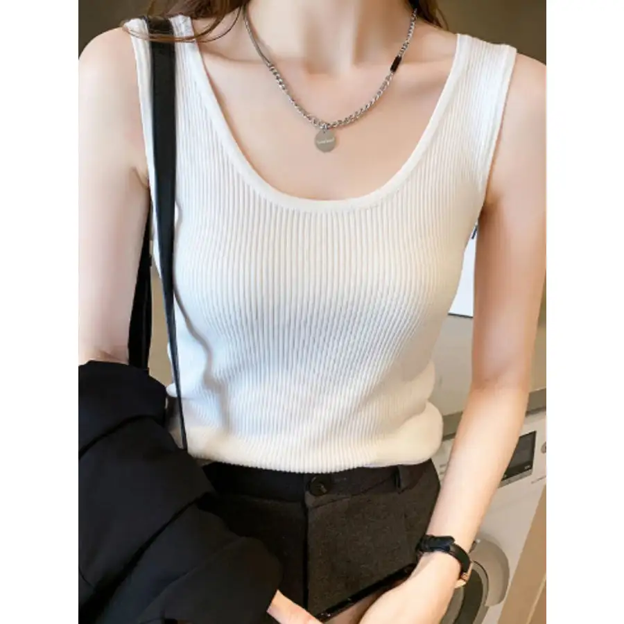 Plus Size Ribbed Scoop Neck Tank