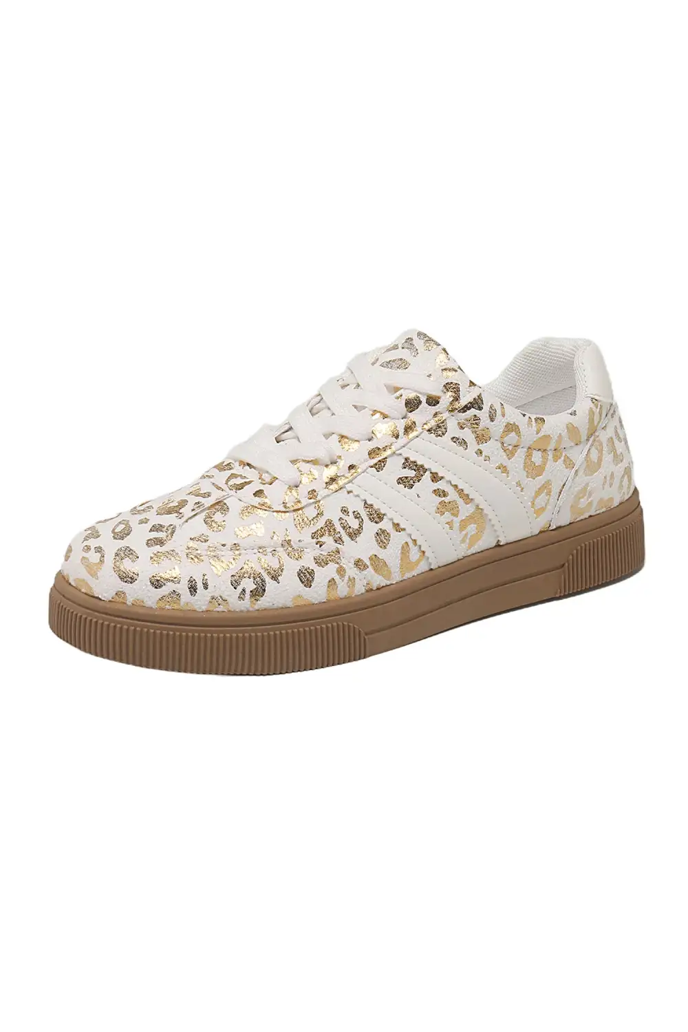 Leopard Metallic Accent Lace-Up Casual Sneakers