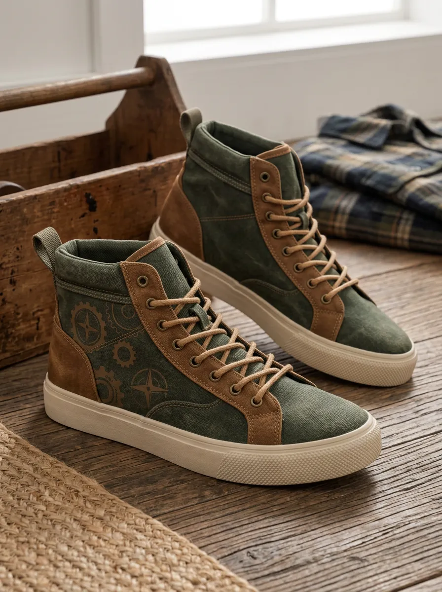Men's Refined Steampunk Gear Pattern Patterned Canvas Shoes