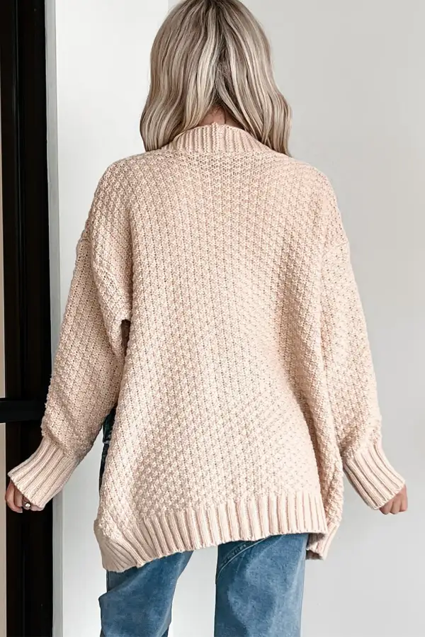 Pocketed Open Front Patchwork Cardigan