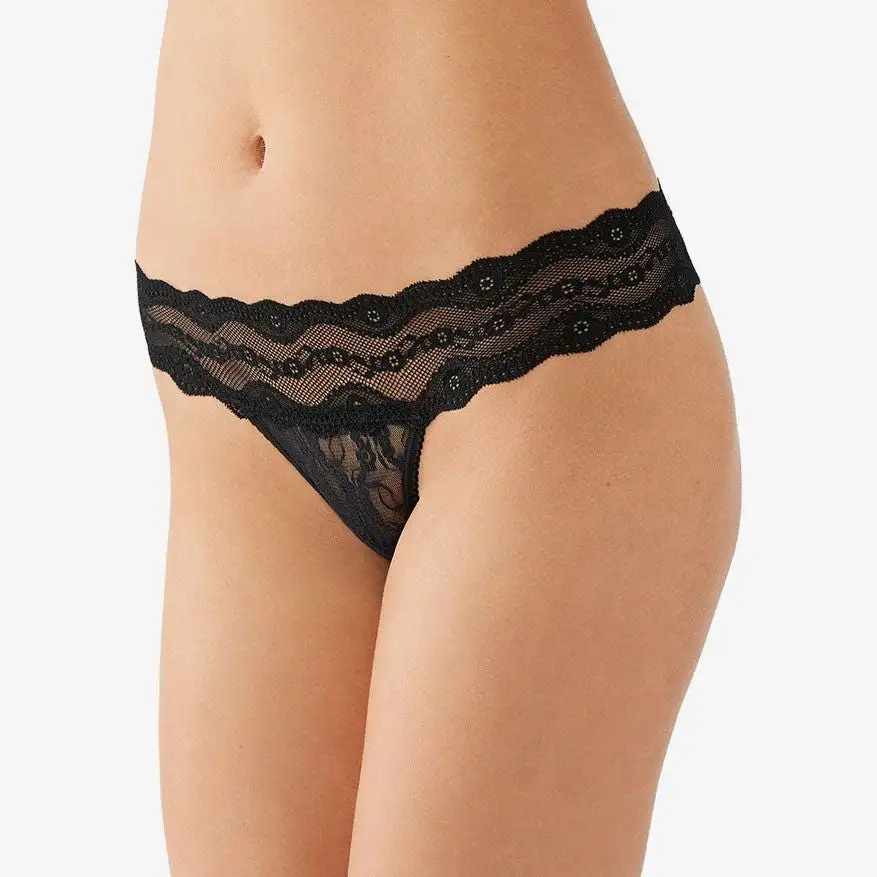 Women's High Cut Seamless Cotton Gusset Stretch Lace Cotton Second Skin Soft Fabric Supportive Fit Tanga Panty