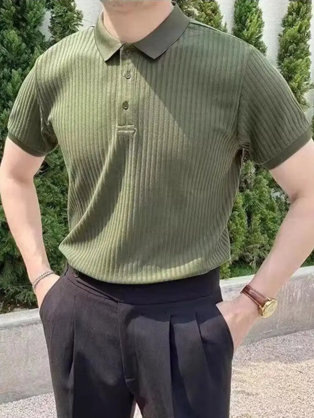 Men’s Textured Slim Fit Polo