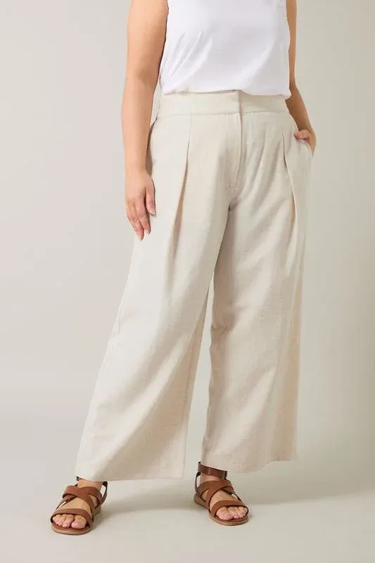 Natural Brown Tailored Linen Trousers