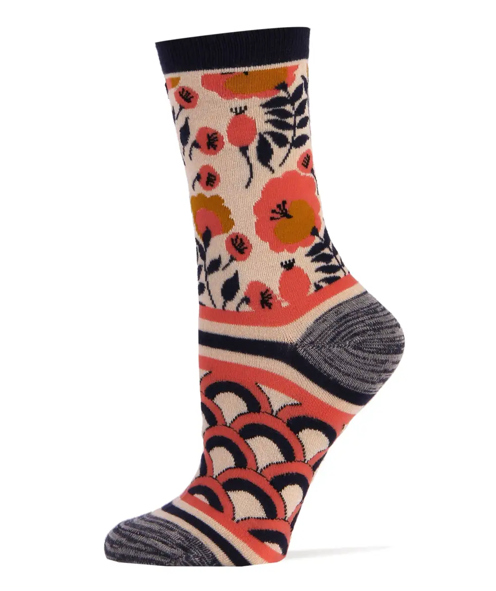 Bamboo Blend Abstract Graphic Crew Socks