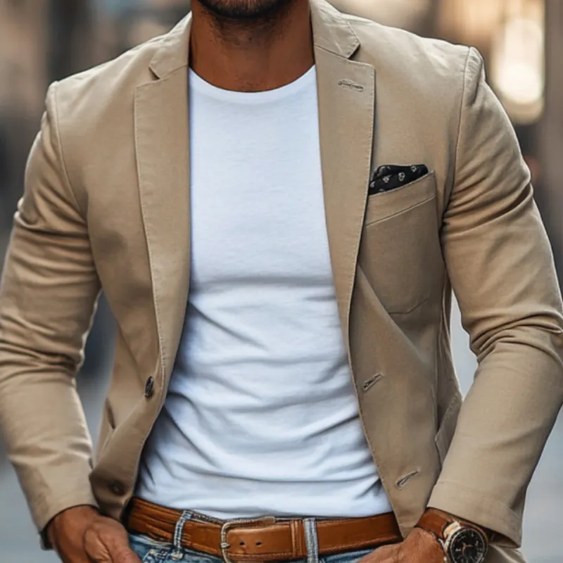 Cotton Structured Button Blazer