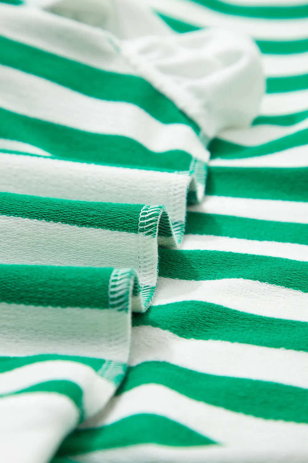 Green Stripe Collar V Neck Blouse
