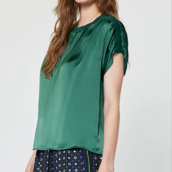 Contrast Hem Silk Top