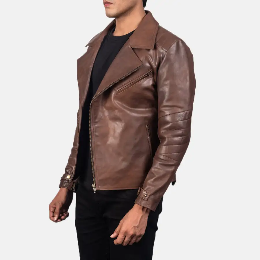 Men's Classic Bold Profile Biker Leather Jacket