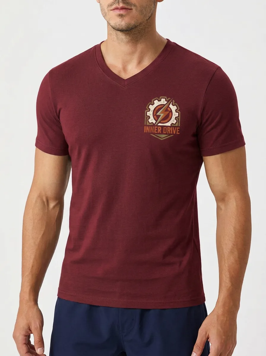 Men's Inner Drive Gear Lightning Printed V-neck T-shirt