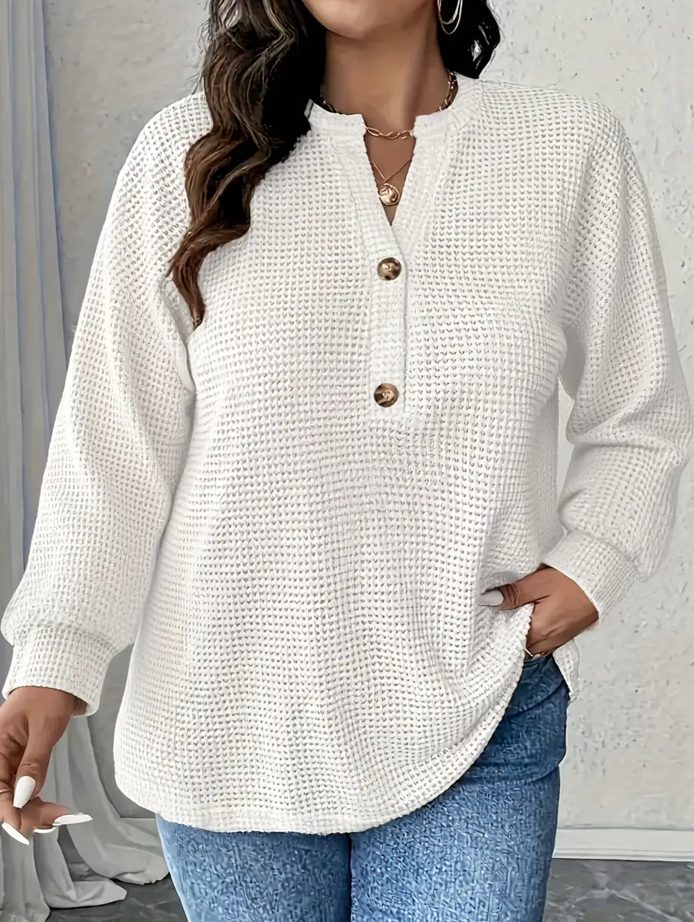 Plus Size Button-Down Striped Top