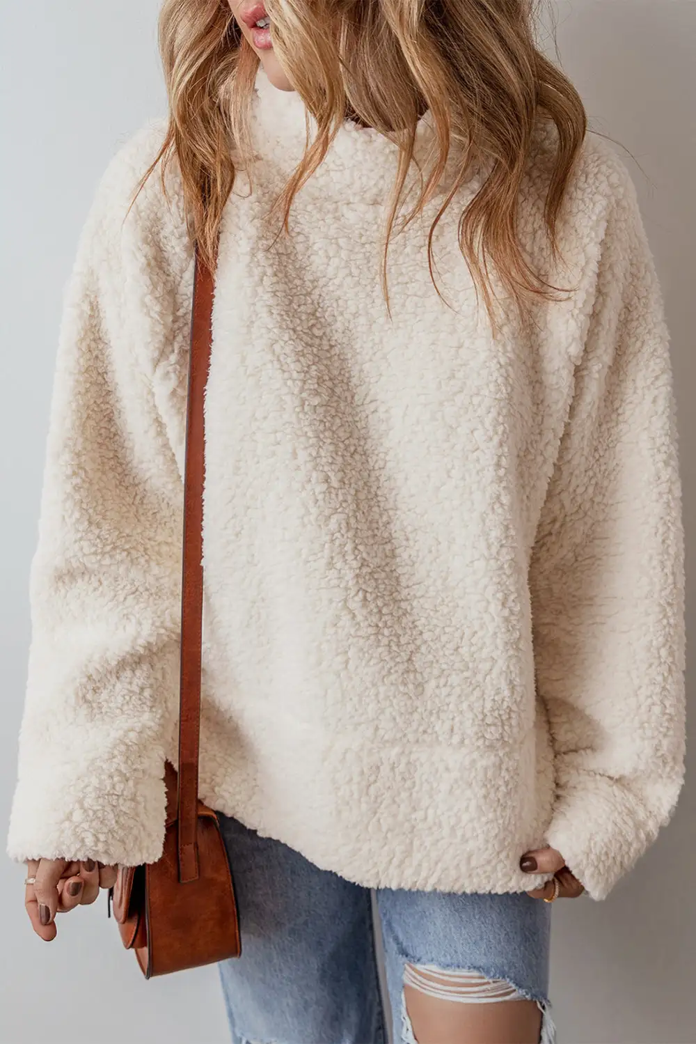 Fleece Drop Shoulder Pullover Sweatshirt