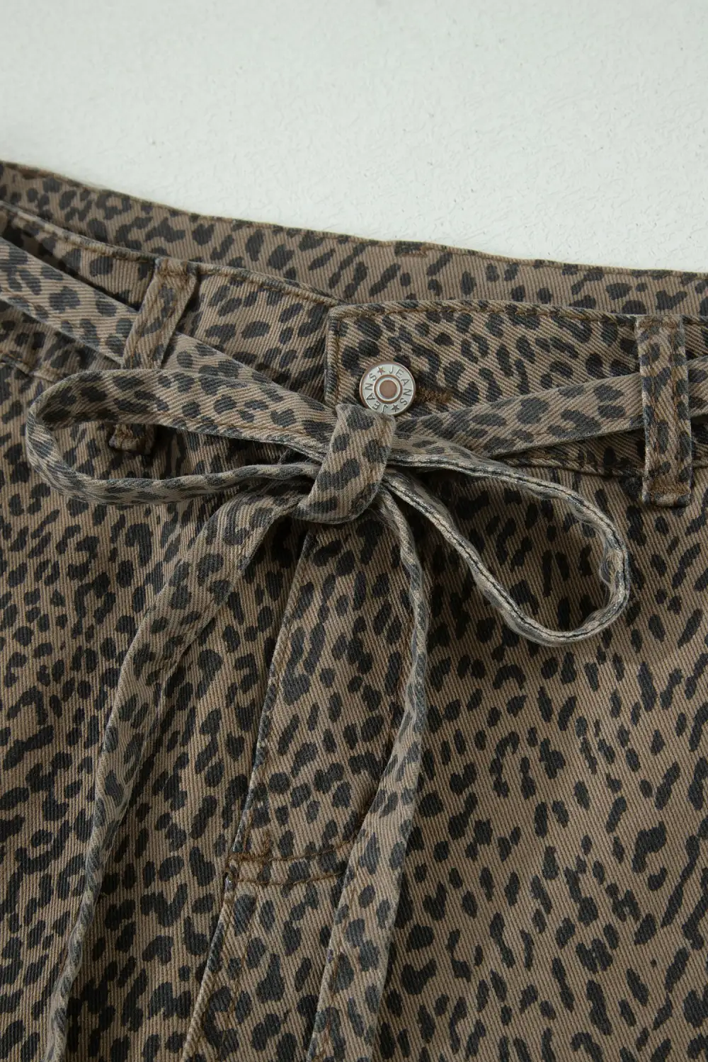 Refined Leopard-Print Denim Shorts