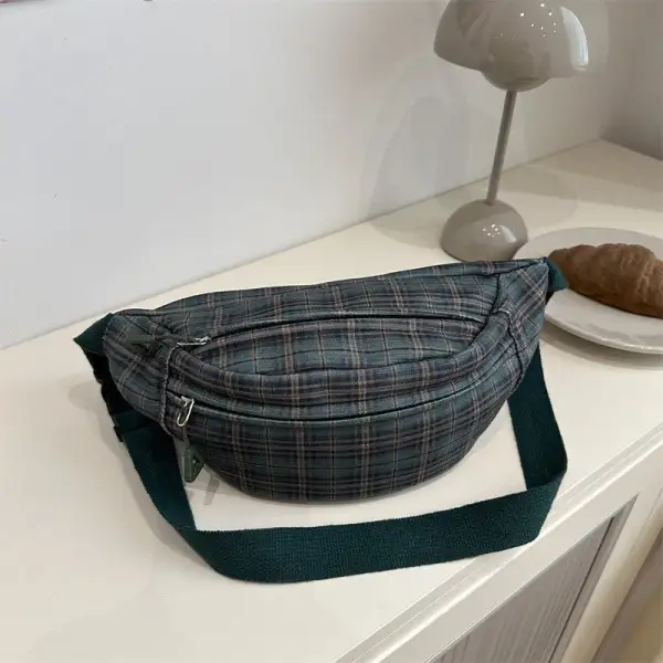 Casual Jacquard Canvas Chest Bag with Pendant