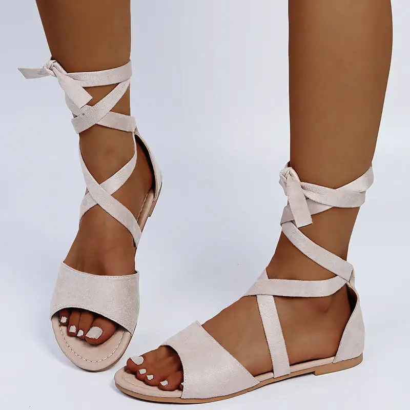 Strappy Open Toe Flat Sandals