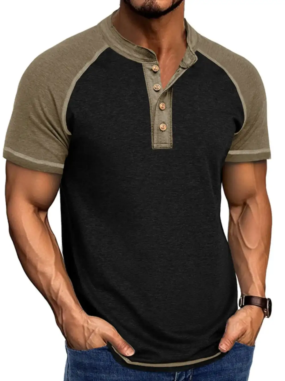 Contrast Detail Henley Tee