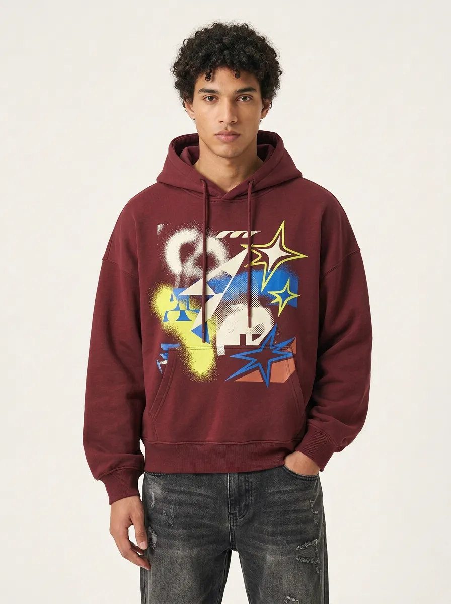 Unisex Y2K Streetwear Star Graffiti Hoodie