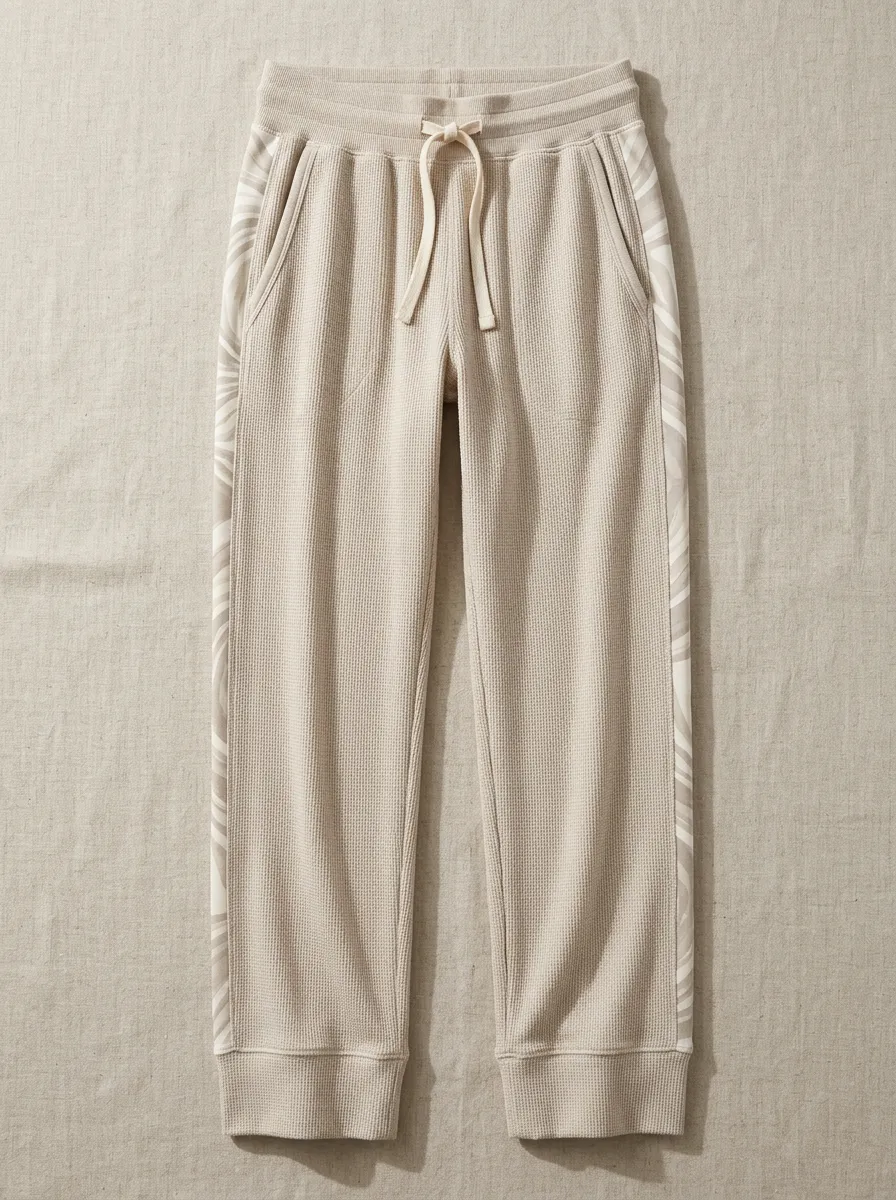 Women's Zebra Stripe Stripe Detail Waffle Lounge Pants