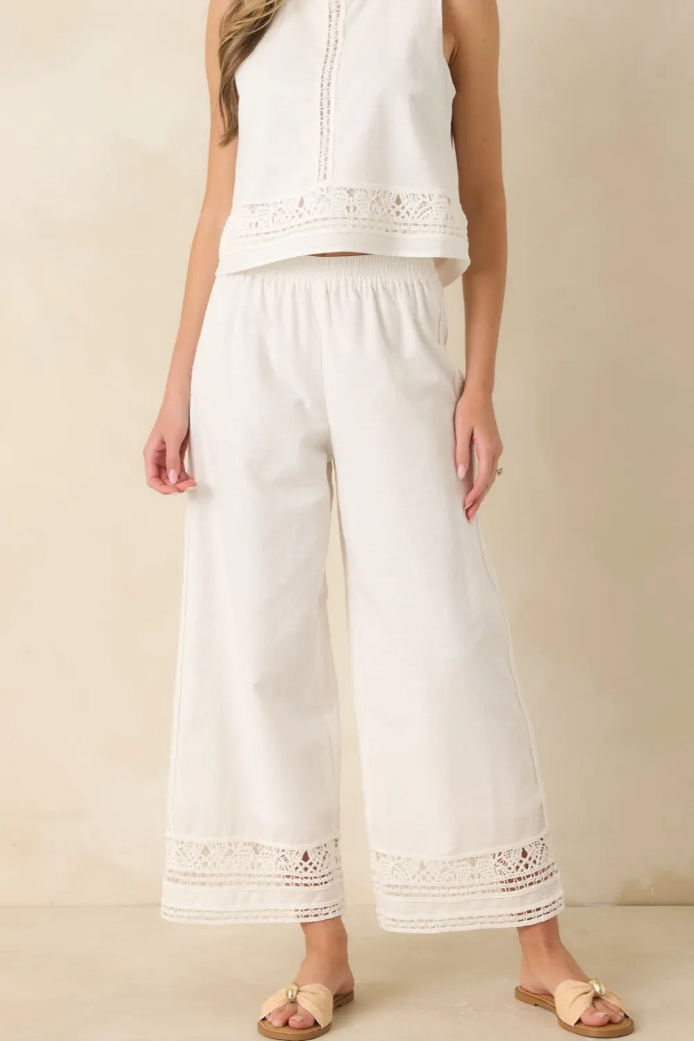 Cotton Linen Embroidered Pants