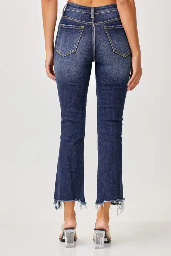 Straight Leg Frayed Hem Denim Jeans