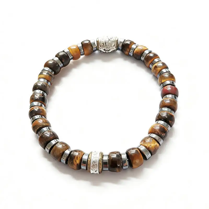 Natural Tiger Eye Antique Lion Bead Bracelet