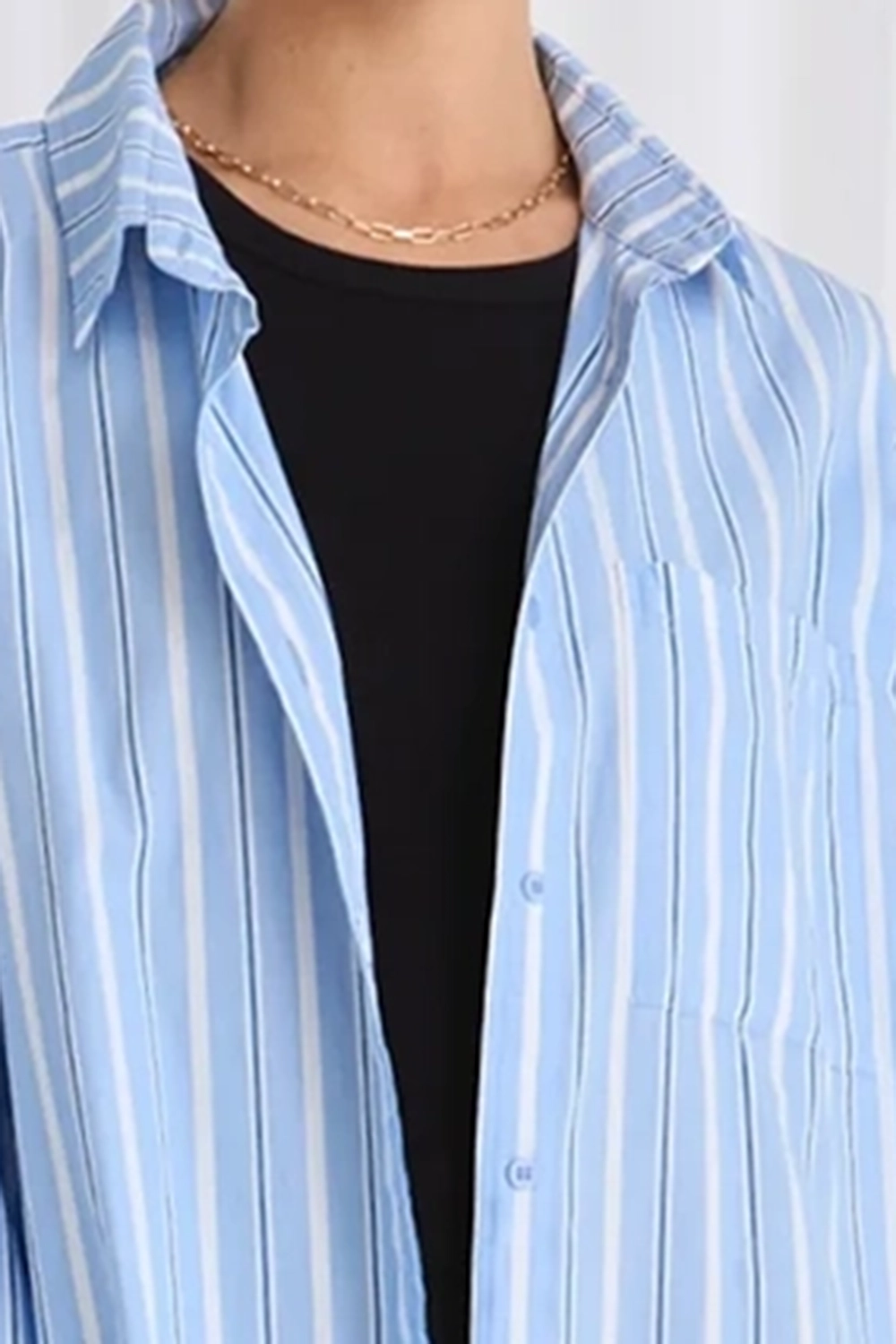 Blue Stripe Layered Long - Sleeve