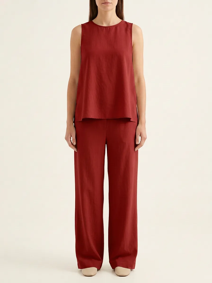 Women's Sleeveless Tank And Wide-Leg Trouser Two-Piece Set