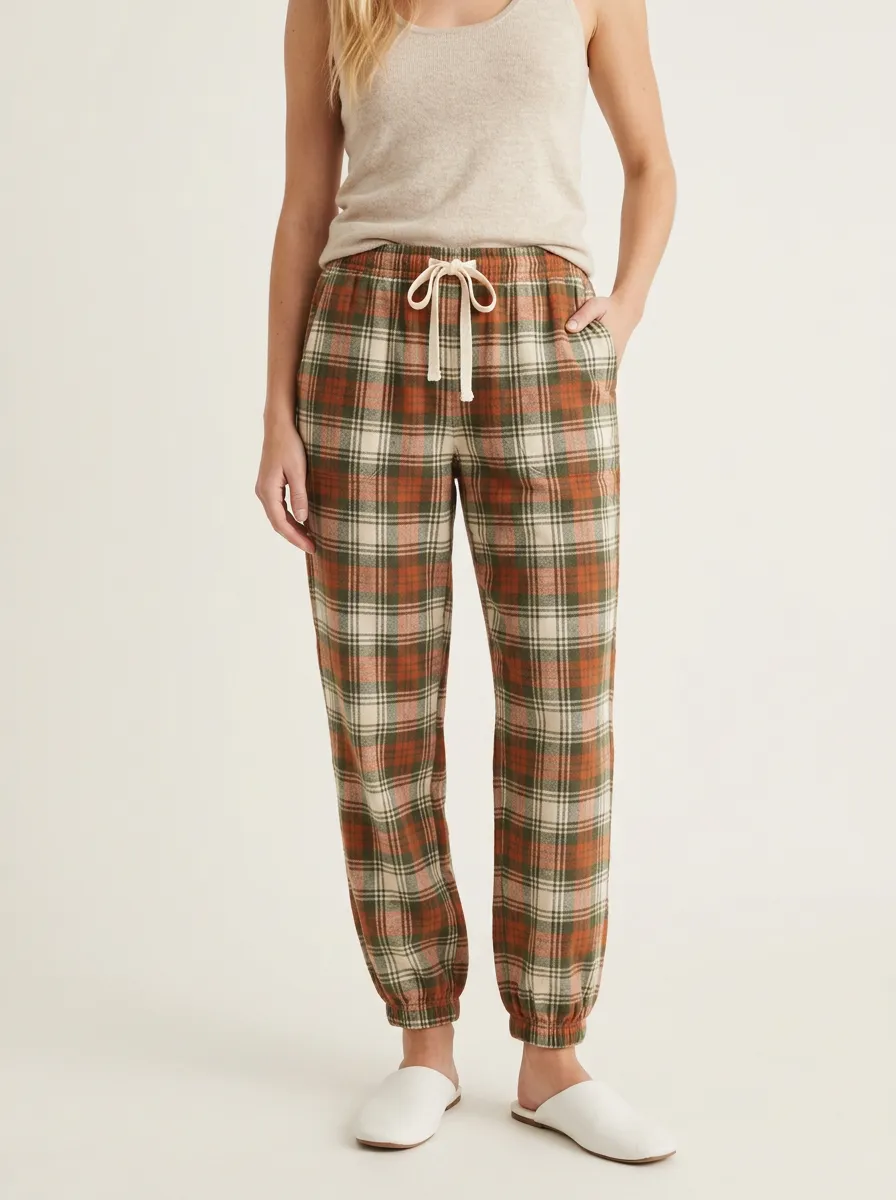 Women's Autumn Casual Plaid Pattern Printed Jogger Pants