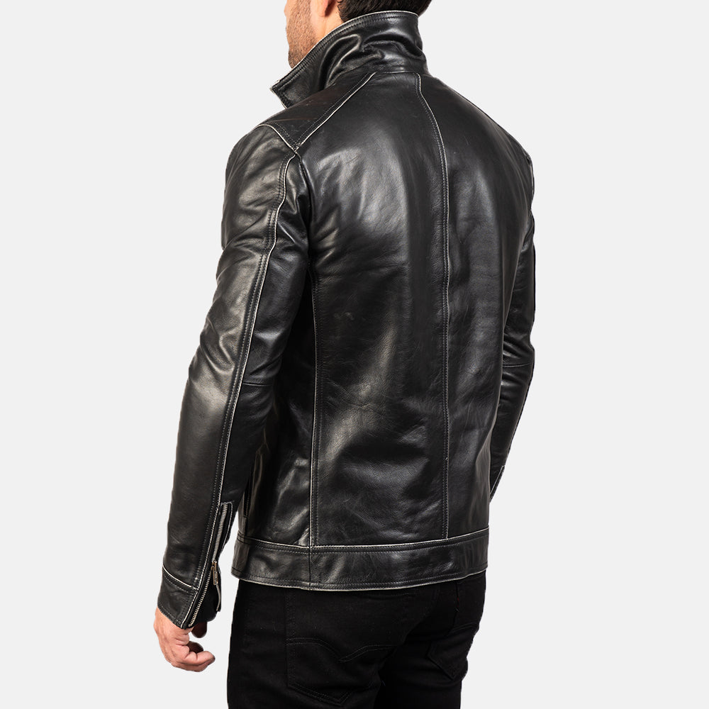 Men's Rugged Textured Biker Leather Jacket