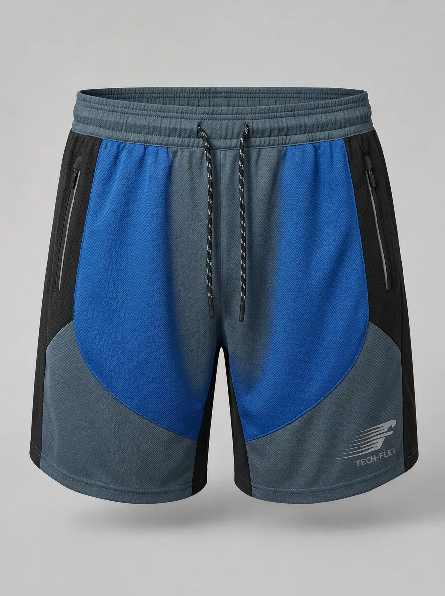 Men's Athletic Sports Tech-Flex Colorblock Printed Shorts