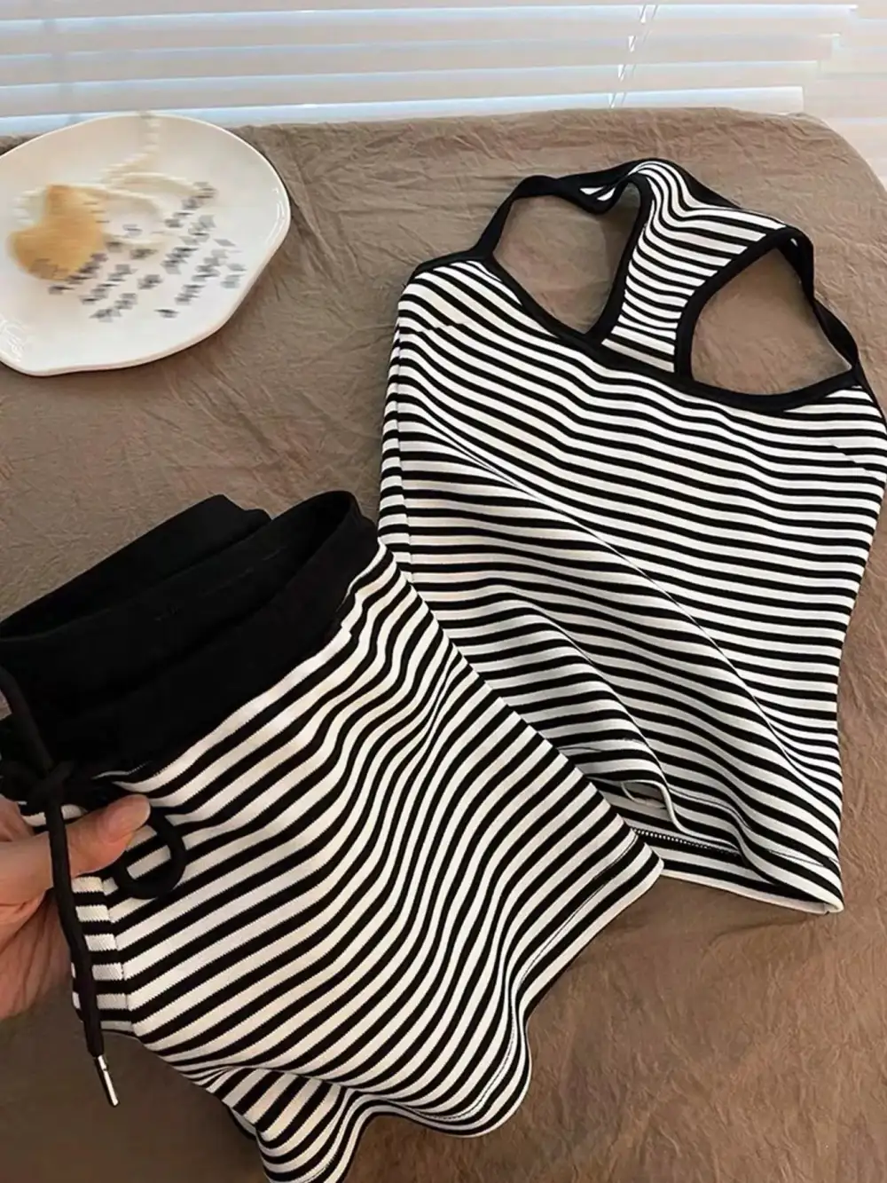 Striped Tank Top and Shorts Set