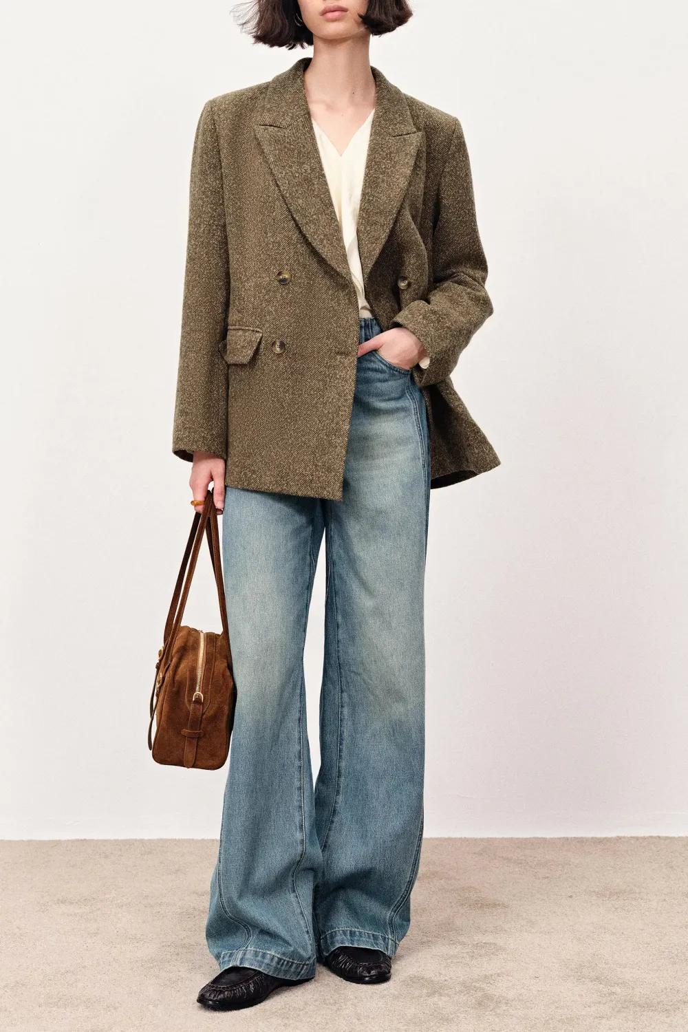 Textured Long Wool Blazer